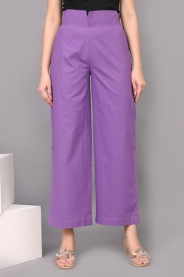 IQRAAR Regular Fit Women Purple Trousers