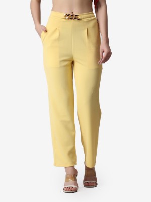 POPWINGS Relaxed Women Yellow Trousers