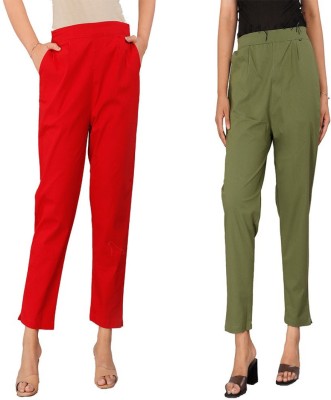 Dlifestyle Regular Fit Women Red, Green Trousers