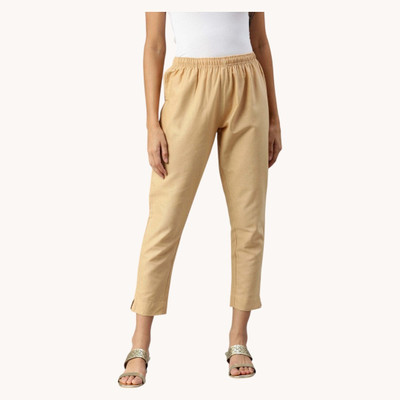 High Glitz Regular Fit Women Beige Trousers