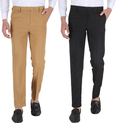 THE PS Regular Fit Men Khaki, Black Trousers