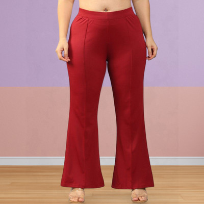 Trouserwala Loose Fit Women Maroon Trousers