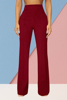 AKOTTY Regular Fit Women Maroon Trousers