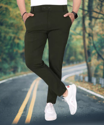 COMBRAIDED Men Dark Green Trousers