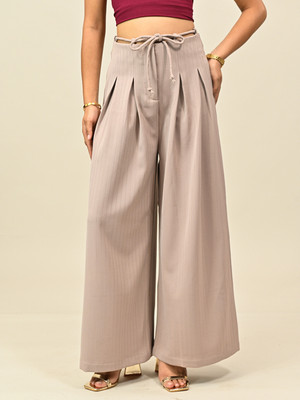 SWISHIN Loose Fit Women Beige Trousers