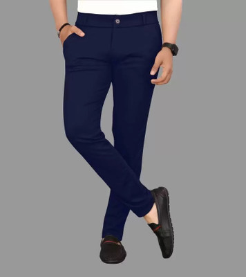 Shettys Trosuers Comfort Fit Men Dark Blue Trousers