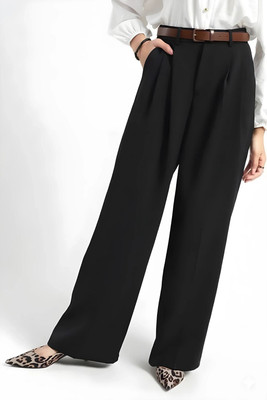 Hyraa Club Relaxed Women Black Trousers