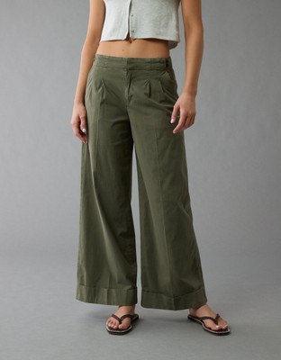 American Eagle Loose Fit Women Green Trousers
