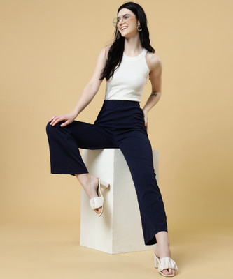 Doil Domec Straight Fit Women Blue Trousers