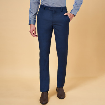 Peregrine by Pantaloons Slim Fit Men Blue Trousers