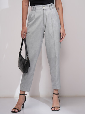 Tokyo Talkies Tapered Women Grey Trousers