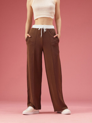 Dwarros Straight Fit, Loose Fit Women Brown Trousers