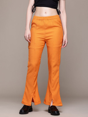 Freehand by The Indian Garage Co. Flared Women Orange Trousers