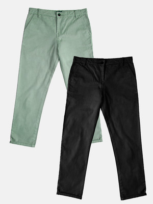 KiddoPanti Regular Fit Boys Light Green Trousers