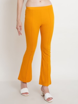 METRONAUT Regular Fit Women Polyester Yellow Trousers