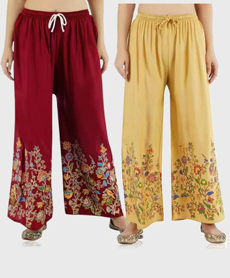 OMAYAA Comfort Fit Women Beige, Maroon Trousers