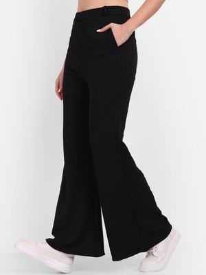 Broadstar Flared Women Black Trousers