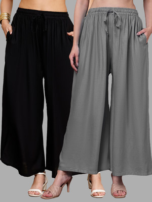 VALLES365 by S.c. Flared Women Grey, Black Trousers