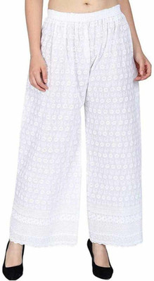 Kanna Fabric Regular Fit Women White Trousers