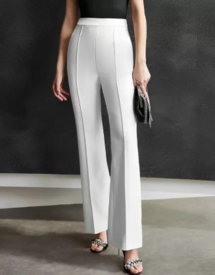 TYKUN Regular Fit Women White Trousers