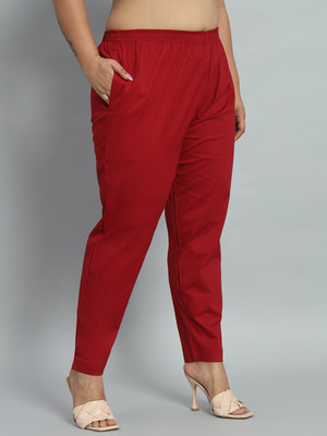 City Fashion Regular Fit Women Maroon Trousers
