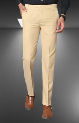 Kurus Slim Fit Men Beige Trousers
