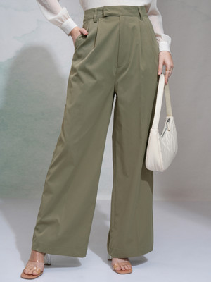 Tokyo Talkies Regular Fit Women Green Trousers