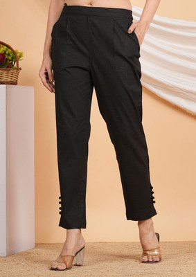 IKRASS Regular Fit Women Black Trousers