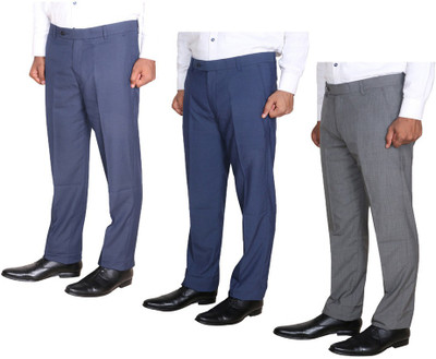 IndiWeaves Regular Fit Men Light Green, Blue, Dark Blue Trousers