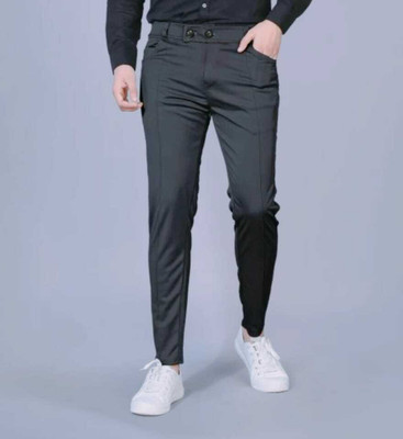 TopQore Regular Fit Men Grey Trousers