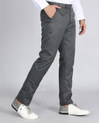 BLEZZA Regular Fit Men Grey Trousers