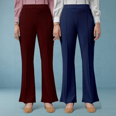 jenile stoor Loose Fit Women Maroon, Dark Blue Trousers