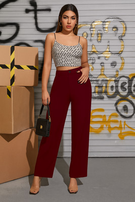 NT Creation Regular Fit Women Maroon Trousers