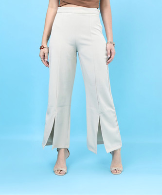 Freehand by The Indian Garage Co. Flared Women Beige Trousers