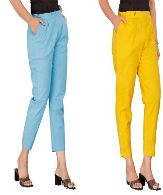 GOYAL TEXTILES Slim Fit Women Blue, Yellow Trousers