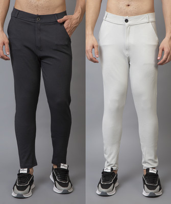 ynam Slim Fit Men White, Black Trousers