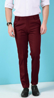 LookMakers Regular Fit Men Maroon Trousers