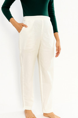 rk fabric zone Regular Fit Women White Trousers
