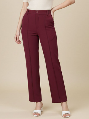 Moda Rapido Straight Fit Women Maroon Trousers