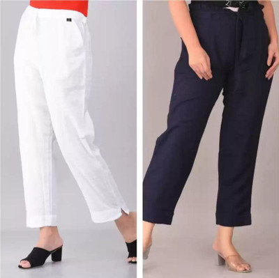 GHK FASHION Regular Fit Women White, Blue Trousers