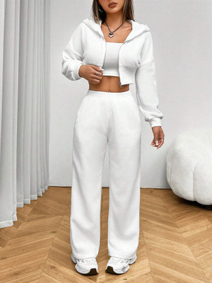 TRUFFLEGUM Loose Fit Women White Trousers
