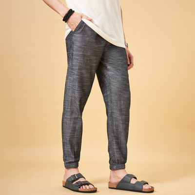 7 Alt by Pantaloons Regular Fit Men Black Trousers