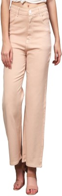 AngelFab Regular Fit Women Beige Trousers