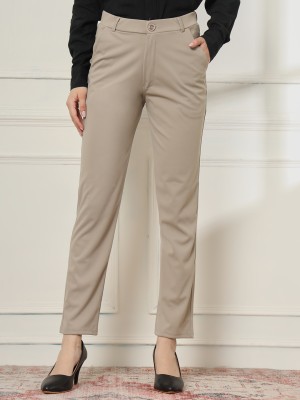 fithub Slim Fit Women Beige Trousers