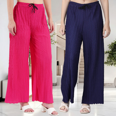 KWSH Regular Fit Women Blue, Pink Trousers