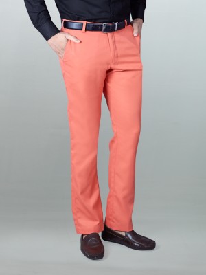 FRELURO Slim Fit Men Orange Trousers