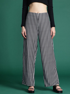 Dressberry Regular Fit Women Black, White Trousers