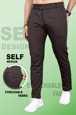 INDICLUB Slim Fit Men Brown Trousers
