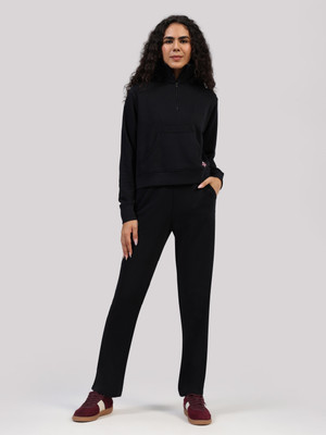 BlissClub BlissTerry Straight Pants - Regular Straight Fit Women Black Trousers