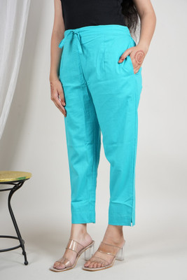 Krishna fashion Straight Fit Women Light Blue Trousers